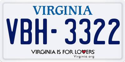 VA license plate VBH3322
