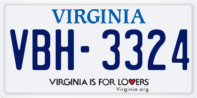 VA license plate VBH3324