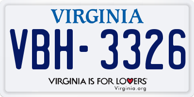 VA license plate VBH3326