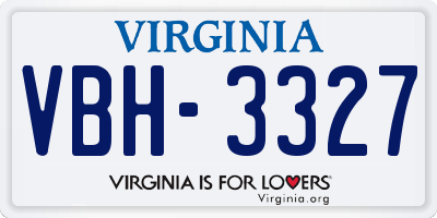 VA license plate VBH3327
