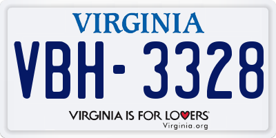 VA license plate VBH3328