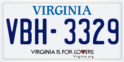 VA license plate VBH3329