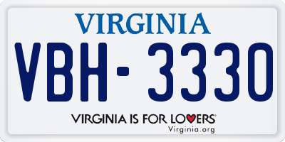 VA license plate VBH3330