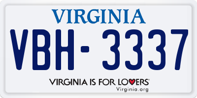 VA license plate VBH3337