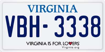 VA license plate VBH3338