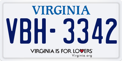 VA license plate VBH3342