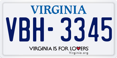 VA license plate VBH3345