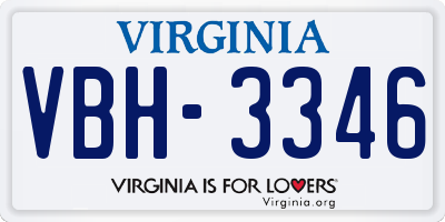VA license plate VBH3346