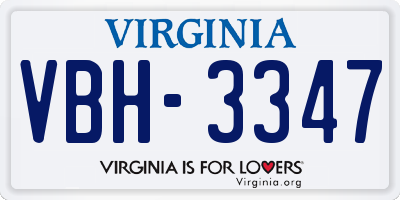 VA license plate VBH3347