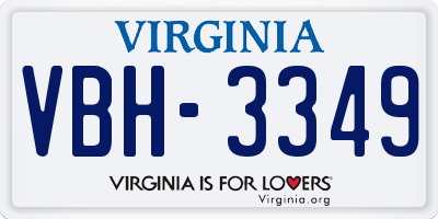 VA license plate VBH3349