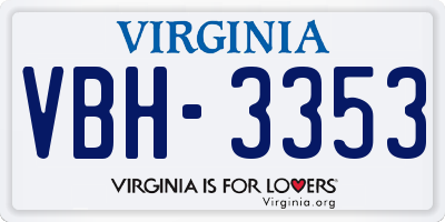 VA license plate VBH3353