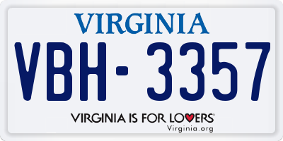 VA license plate VBH3357
