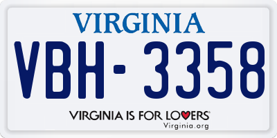 VA license plate VBH3358