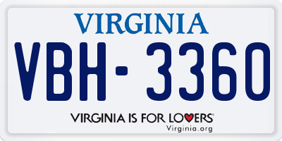 VA license plate VBH3360
