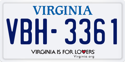 VA license plate VBH3361