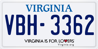 VA license plate VBH3362