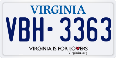 VA license plate VBH3363
