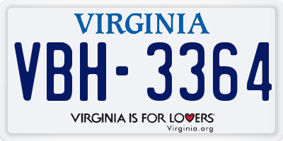 VA license plate VBH3364