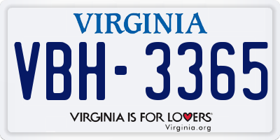 VA license plate VBH3365