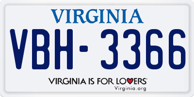 VA license plate VBH3366