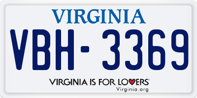 VA license plate VBH3369