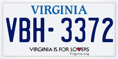 VA license plate VBH3372