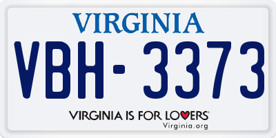 VA license plate VBH3373