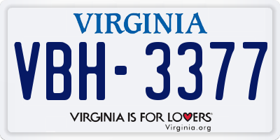VA license plate VBH3377