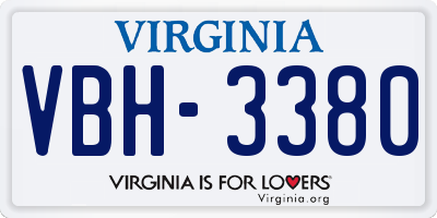 VA license plate VBH3380