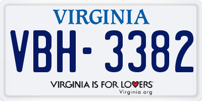 VA license plate VBH3382