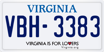 VA license plate VBH3383