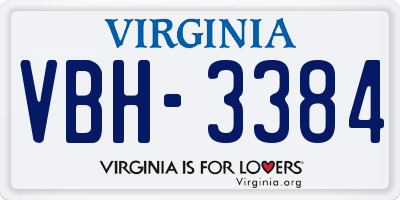 VA license plate VBH3384