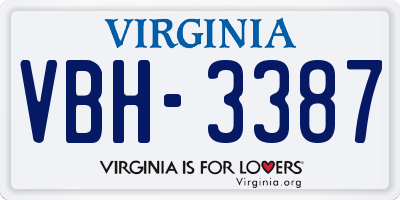 VA license plate VBH3387