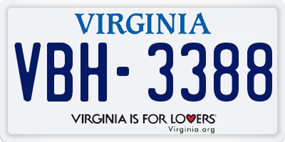 VA license plate VBH3388