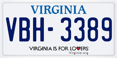 VA license plate VBH3389