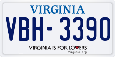 VA license plate VBH3390