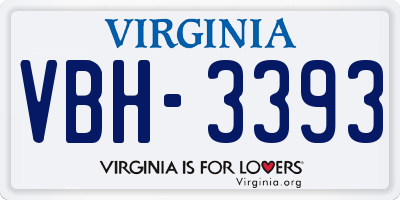 VA license plate VBH3393