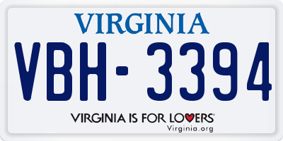 VA license plate VBH3394
