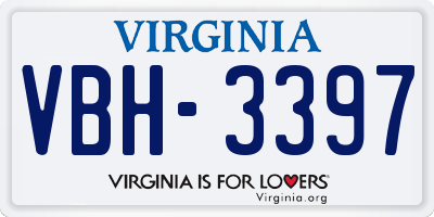 VA license plate VBH3397