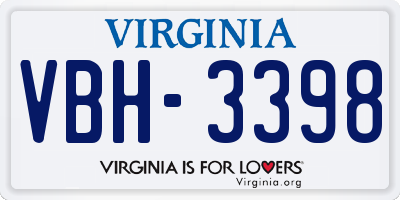 VA license plate VBH3398