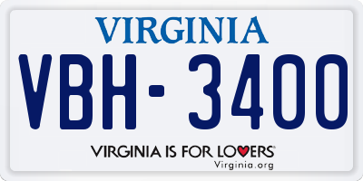 VA license plate VBH3400