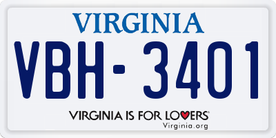 VA license plate VBH3401