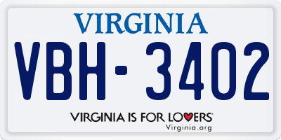 VA license plate VBH3402