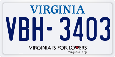 VA license plate VBH3403