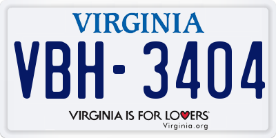 VA license plate VBH3404