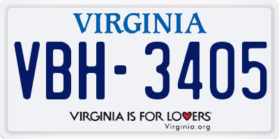 VA license plate VBH3405