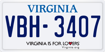 VA license plate VBH3407