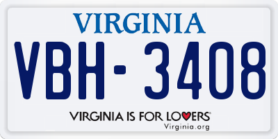 VA license plate VBH3408