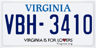 VA license plate VBH3410