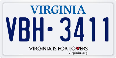 VA license plate VBH3411
